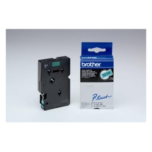 Brother tape TC791 noir sur vert, 9mm, laminé