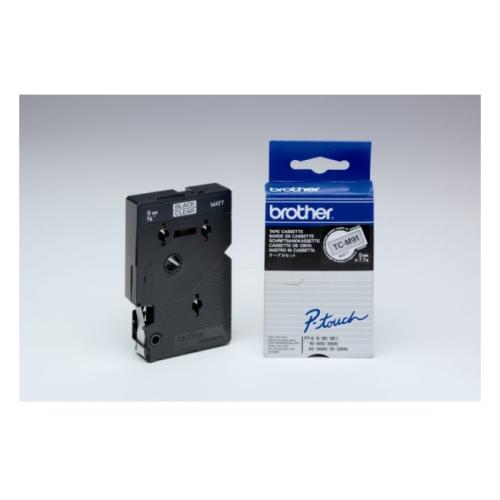 Brother tape TCM91 noir sur transparent matt, 9mm, laminé